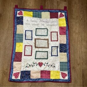 A Family Stitched With Love Photo Wall Hanging  Embroidered 35x27
